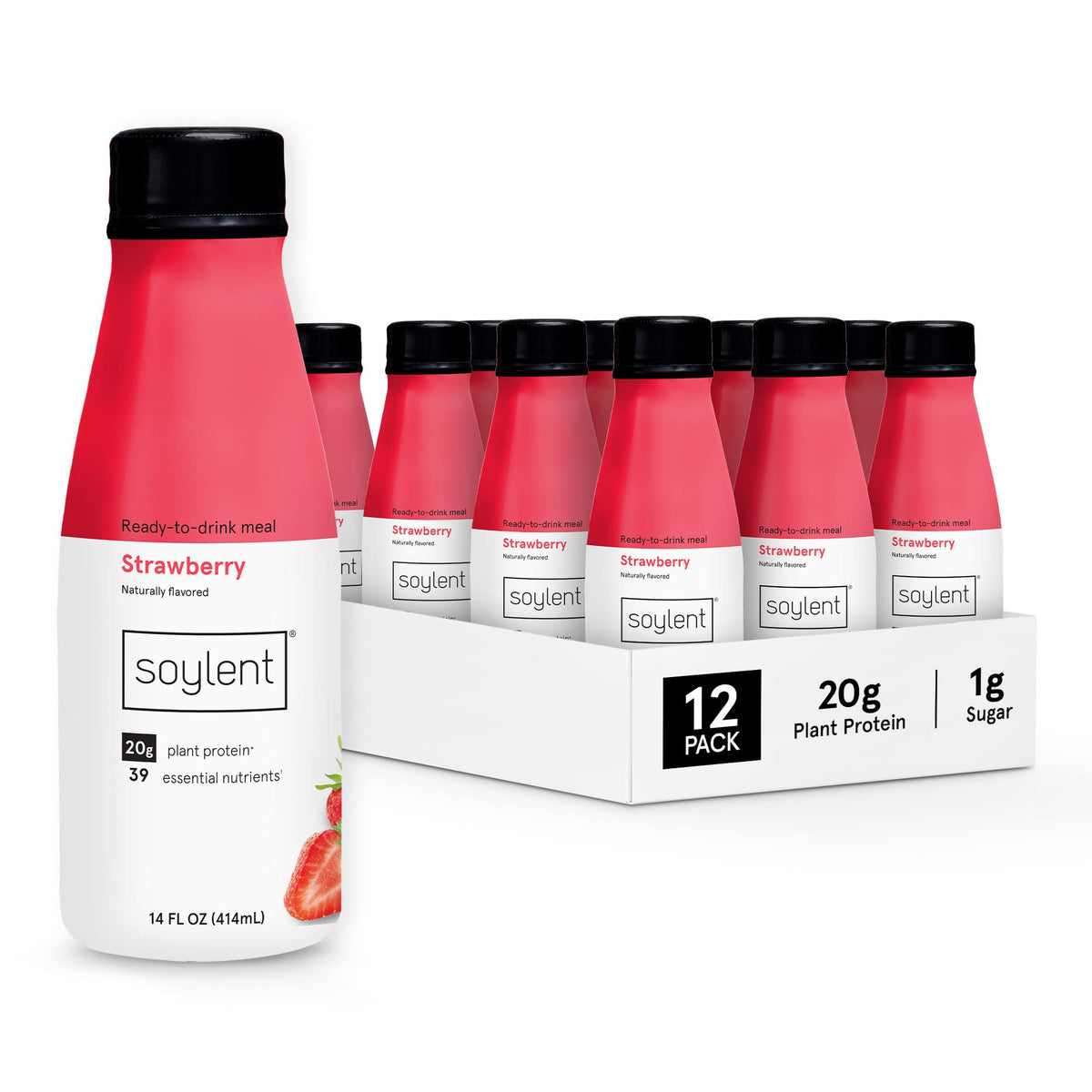 Soylent Banana Meal Replacement Shake, Ready-to-Drink Plant Based Protein Drink, Contains 20g Complete Vegan Protein and 1g Sugar, 14oz, 12 Pack