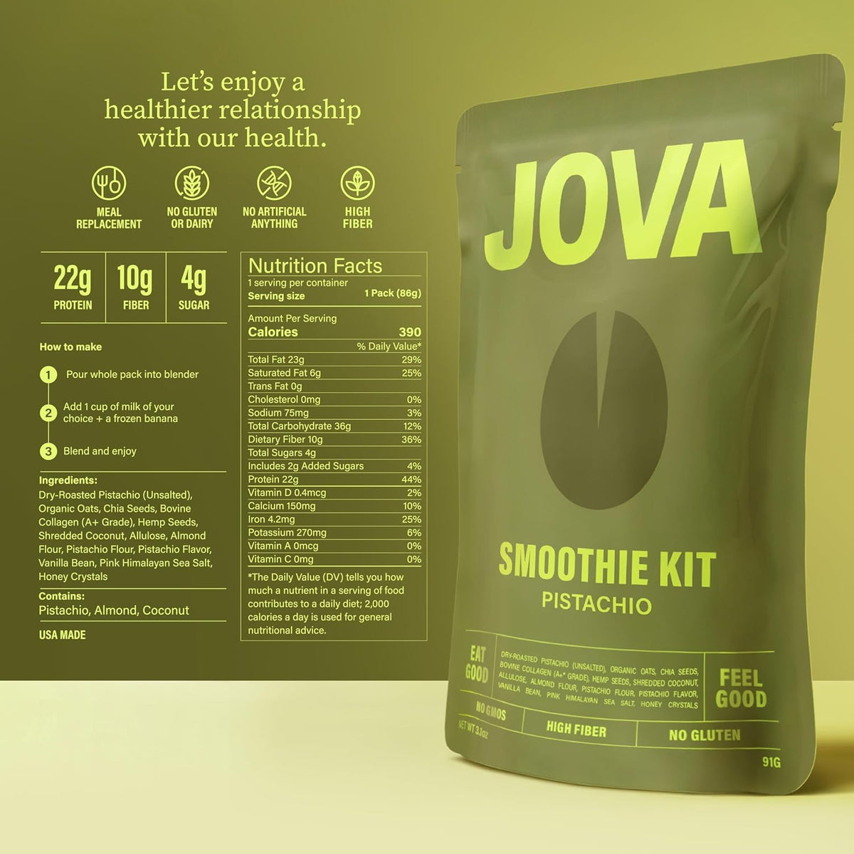 JOVA Smoothie Variety Pack: High Protein & Fiber Real Food Smoothies